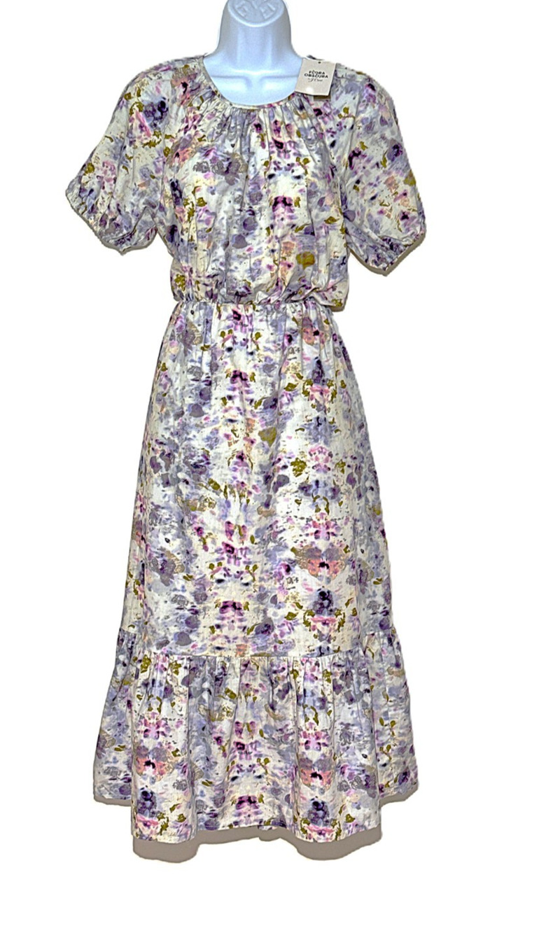 NWT J.Crew Flora Obscura Cotton Midi Dress 6 Watercolor Floral Cutout Pockets (7